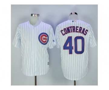 Chicago Cubs #40 Willson Contreras White Strip New Cool Base Stitched MLB Jersey