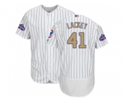 Chicago Cubs #41 John Lackey White(Blue Strip) Flexbase Authentic 2017 Gold Program Stitched MLB Jersey