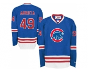 Chicago Cubs #49 Jake Arrieta Blue Long Sleeve Stitched MLB Jersey