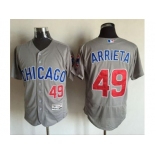 Chicago Cubs #49 Jake Arrieta Grey Flexbase Authentic Collection Road Stitched MLB Jersey