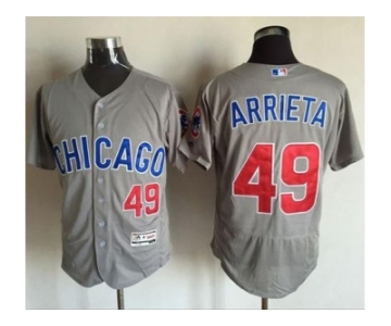 Chicago Cubs #49 Jake Arrieta Grey Flexbase Authentic Collection Road Stitched MLB Jersey