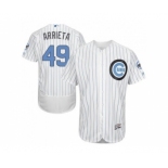 Chicago Cubs #49 Jake Arrieta White(Blue Strip) Flexbase Authentic Collection 2016 Father's Day Stitched Baseball Jersey