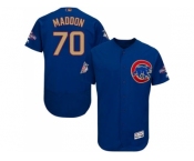 Chicago Cubs #70 Joe Maddon Blue Flexbase Authentic 2017 Gold Program Stitched MLB Jersey