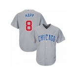 Chicago Cubs #8 Ian Happ Replica Grey Road Cool Base MLB Jersey