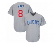 Chicago Cubs #8 Ian Happ Replica Grey Road Cool Base MLB Jersey