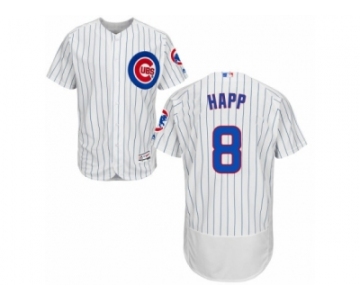 Chicago Cubs #8 Ian Happ White Home Flexbase Authentic Collection MLB Jersey