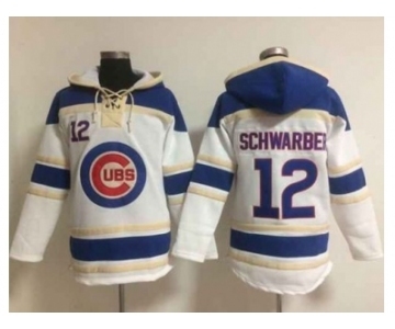 MLB Chicago Cubs #12 Kyle Schwarber White Sawyer Hooded Sweatshirt Hoodie