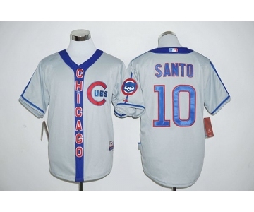 Men Chicago Cubs #10 Ron Santo Gray Blue Stitched MLB Jersey