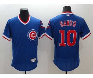 Men Chicago Cubs #10 Ron Santo Majestic Blue Flexbase Authentic Cooperstown Player Jersey