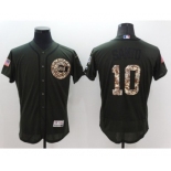 Men Chicago Cubs #10 Ron Santo Majestic Green Salute to Service Flexbase Authentic Collection Jersey