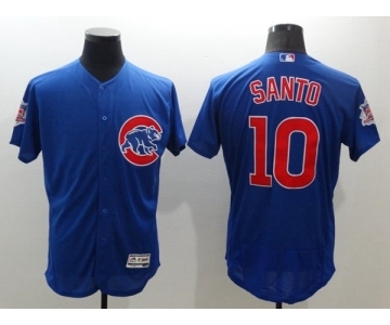 Men Chicago Cubs #10 Ron Santo Majestic blue Flexbase Authentic Collection Player Jersey