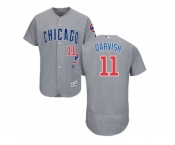 Men Chicago Cubs #11 Yu Darvish Grey Flexbase Authentic Collection Road Stitched MLB Jersey