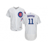 Men Chicago Cubs #11 Yu Darvish White Flexbase Authentic Collection Stitched MLB Jersey