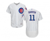 Men Chicago Cubs #11 Yu Darvish White Flexbase Authentic Collection Stitched MLB Jersey