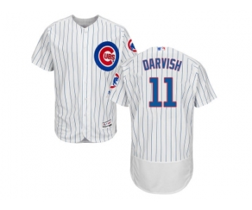 Men Chicago Cubs #11 Yu Darvish White Flexbase Authentic Collection Stitched MLB Jersey