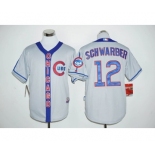 Men Chicago Cubs #12 Kyle Schwarber Gray Blue Stitched MLB Jersey