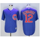 Men Chicago Cubs #12 Kyle Schwarber Majestic Blue Official Cool Base Player Jersey