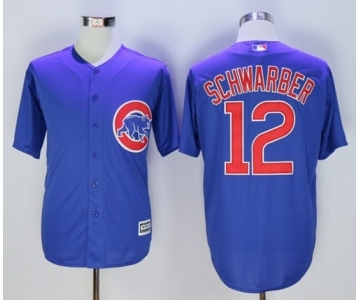 Men Chicago Cubs #12 Kyle Schwarber Majestic Blue Official Cool Base Player Jersey