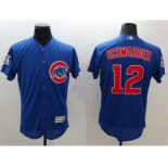 Men Chicago Cubs #12 Kyle Schwarber Majestic blue Flexbase Authentic Collection Player Jersey