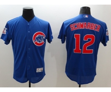 Men Chicago Cubs #12 Kyle Schwarber Majestic blue Flexbase Authentic Collection Player Jersey