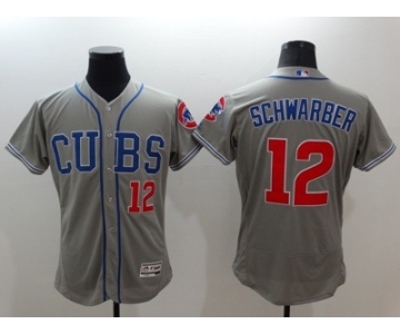 Men Chicago Cubs #12 Kyle Schwarber Majestic grey Flexbase Authentic Collection Player Jersey