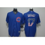 Men Chicago Cubs #17 Kris Bryant Blue USA Flag Fashion Cool Base Jersey