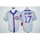 Men Chicago Cubs #17 Kris Bryant Gray Blue Stitched MLB Jersey