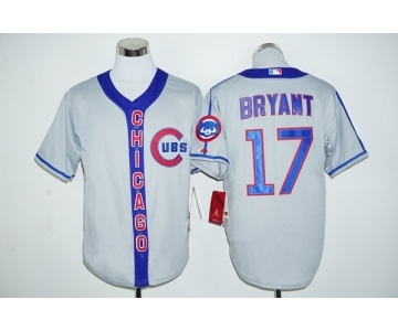 Men Chicago Cubs #17 Kris Bryant Gray Blue Stitched MLB Jersey