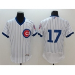 Men Chicago Cubs #17 Kris Bryant Majestic White Flexbase Authentic Cooperstown Player Jersey