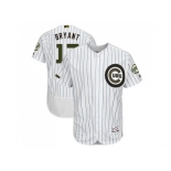 Men Chicago Cubs #17 Kris Bryant White(Blue Strip) Flexbase Authentic Collection 2018 Memorial Day Stitched MLB Jersey