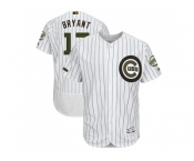 Men Chicago Cubs #17 Kris Bryant White(Blue Strip) Flexbase Authentic Collection 2018 Memorial Day Stitched MLB Jersey