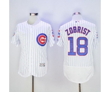 Men Chicago Cubs #18 Ben Zobrist Majestic White Flexbase Authentic Collection Player Jersey