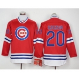 Men Chicago Cubs #20 Szczur Red Long Sleeve Stitched Baseball Jersey