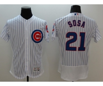 Men Chicago Cubs #21 Sammy Sosa Majestic white stripe Flexbase Authentic Collection Player Jersey