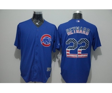 Men Chicago Cubs #22 Jason Heyward Blue USA Flag Fashion Cool Base Jersey