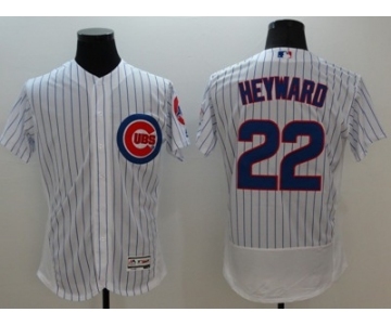 Men Chicago Cubs #22 Jason Heyward Majestic white stripe Flexbase Authentic Collection Player Jersey