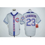 Men Chicago Cubs #23 Ryne Sandberg Gray Blue Stitched MLB Jersey