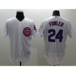 Men Chicago Cubs #24 Dexter Fowler Majestic white stripe Flexbase Authentic Collection Player Jersey