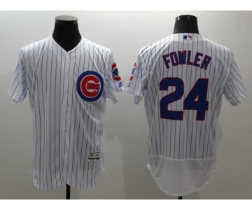 Men Chicago Cubs #24 Dexter Fowler Majestic white stripe Flexbase Authentic Collection Player Jersey