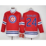 Men Chicago Cubs #24 Dexter Fowler Red Long Sleeve Stitched Baseball Jersey