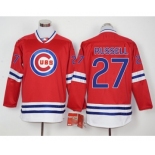 Men Chicago Cubs #27 Addison Russell Red Long Sleeve Stitched Baseball Jersey