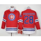 Men Chicago Cubs #28 Kyle Hendricks Red Long Sleeve Stitched Baseball Jersey