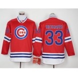 Men Chicago Cubs #33 Richard Red Long Sleeve Stitched Baseball Jersey