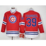 Men Chicago Cubs #39 Jason Hammel Red Long Sleeve Stitched Baseball Jersey