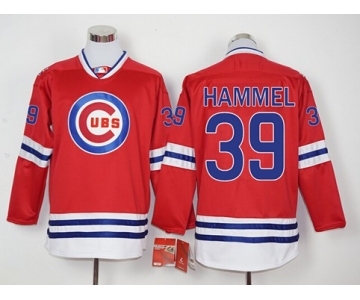 Men Chicago Cubs #39 Jason Hammel Red Long Sleeve Stitched Baseball Jersey