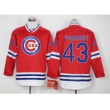 Men Chicago Cubs #43 Warren Red Long Sleeve Stitched Baseball Jersey