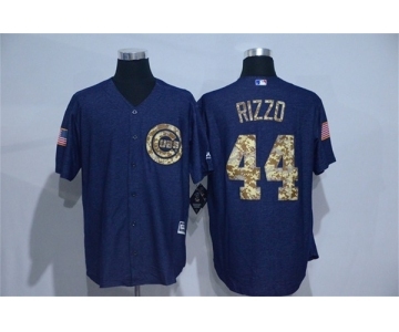 Men Chicago Cubs #44 Anthony Rizzo Blue Camo New Cool Base Jerseys