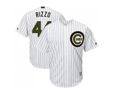 Men Chicago Cubs #44 Anthony Rizzo White(Blue Strip) New Cool Base 2018 Memorial Day Stitched MLB Jersey