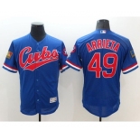 Men Chicago Cubs #49 Jake Arrieta Majestic blue Flexbase Authentic Collection Throwback Player Jersey