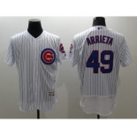 Men Chicago Cubs #49 Jake Arrieta Majestic white stripe Flexbase Authentic Collection Player Jersey